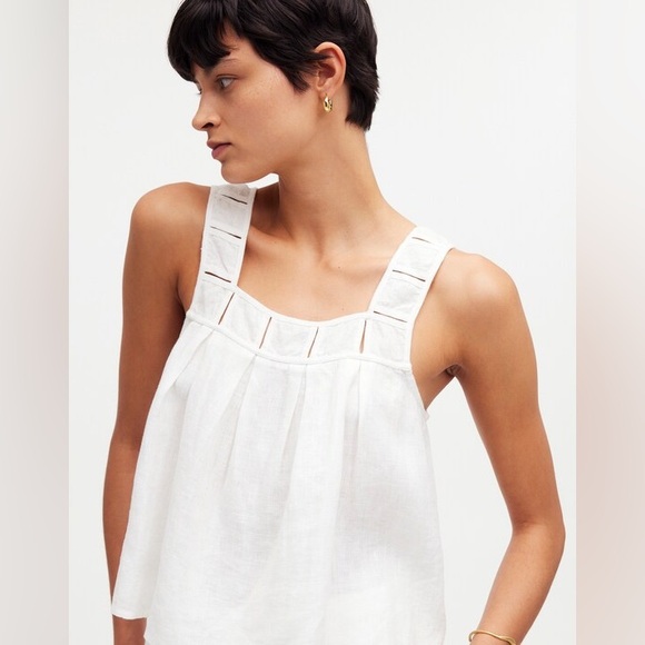 Madewell Embroidered A-line top 100% linen women’s size XL - Picture 1 of 15